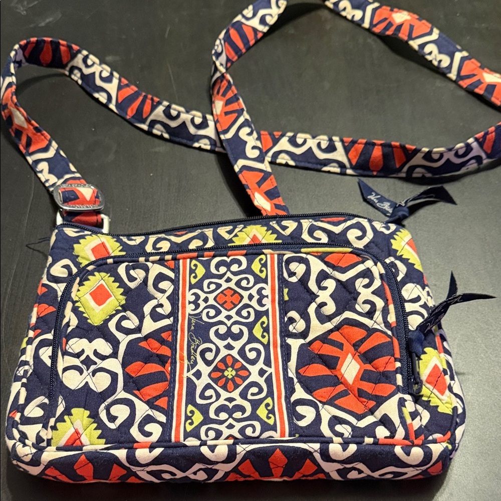Vera Bradley Navy and Red Patterned Crossbody Bag